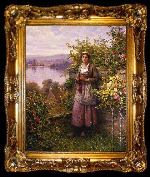 framed  Daniel Ridgeway Knight Julia - Corner of the Garden, ta009-2